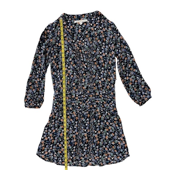 Veronica Beard August Boho Shirt Dress Floral Bird Print Pintuck 100% Silk SZ 2 - Picture 6 of 10